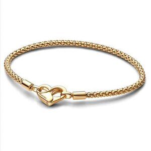 Pandora Gold Studded Chain Bracelet with Heart Clasp